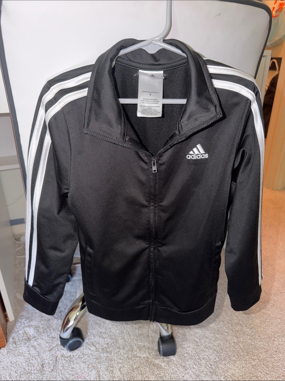Boy’s Adidas Black Jacket with White Stripes